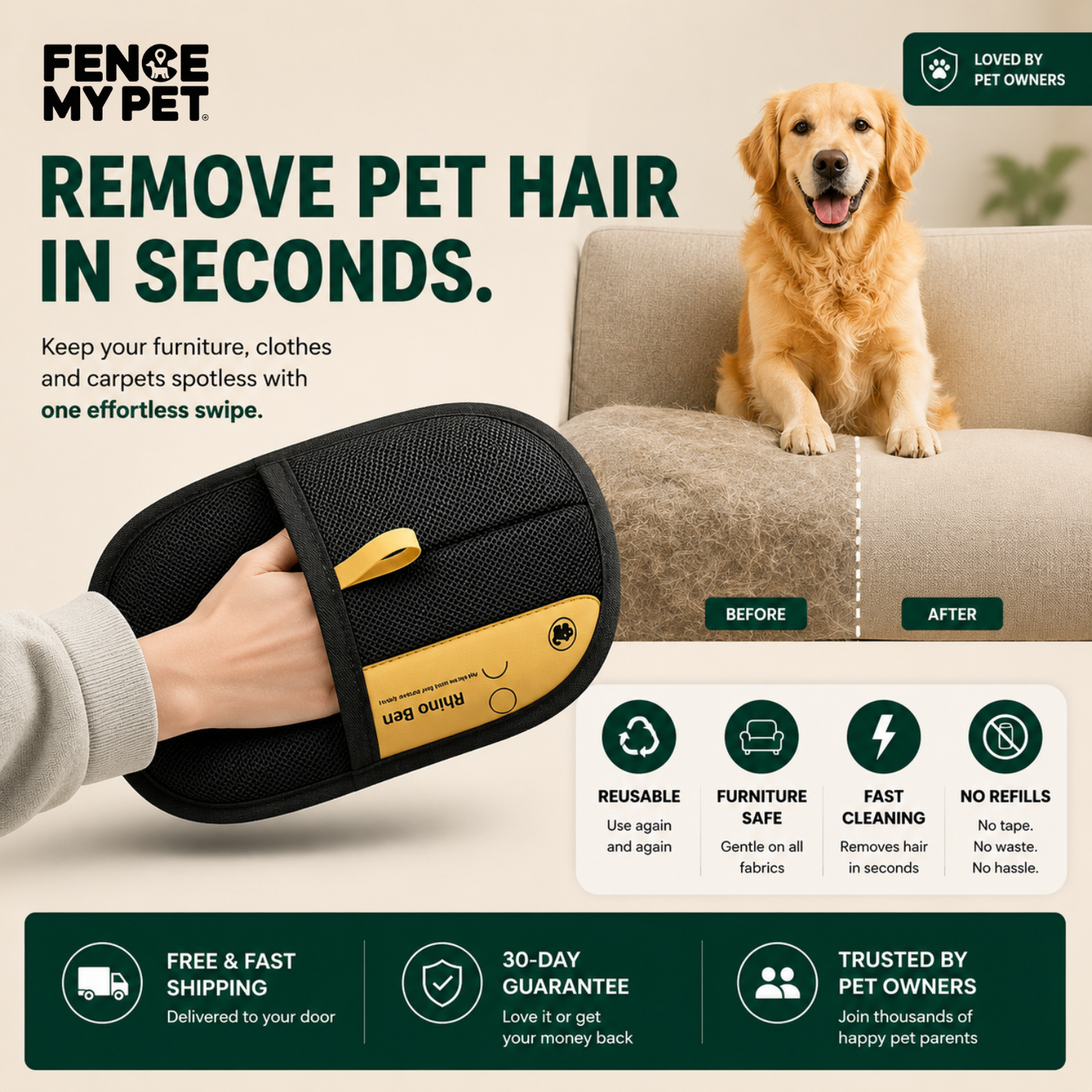 Pet Hair Removal Gloves Brush